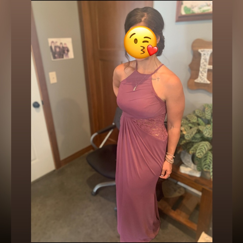 David's Bridal Dusty Rose Halter Maxi Dress